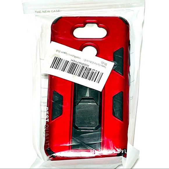 LG Aristo 5 rugged red metallic phone case with stand NWT - Picture 1 of 4